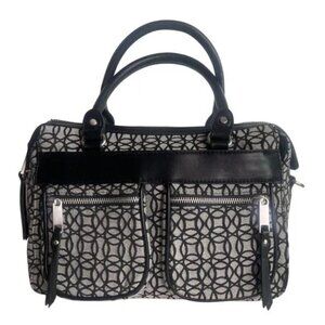 Black and White Fabric Handbag Bowling Bag